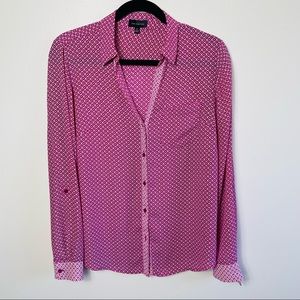 The Limited Pink & White Floral/Geometric Pattern Blouse EUC